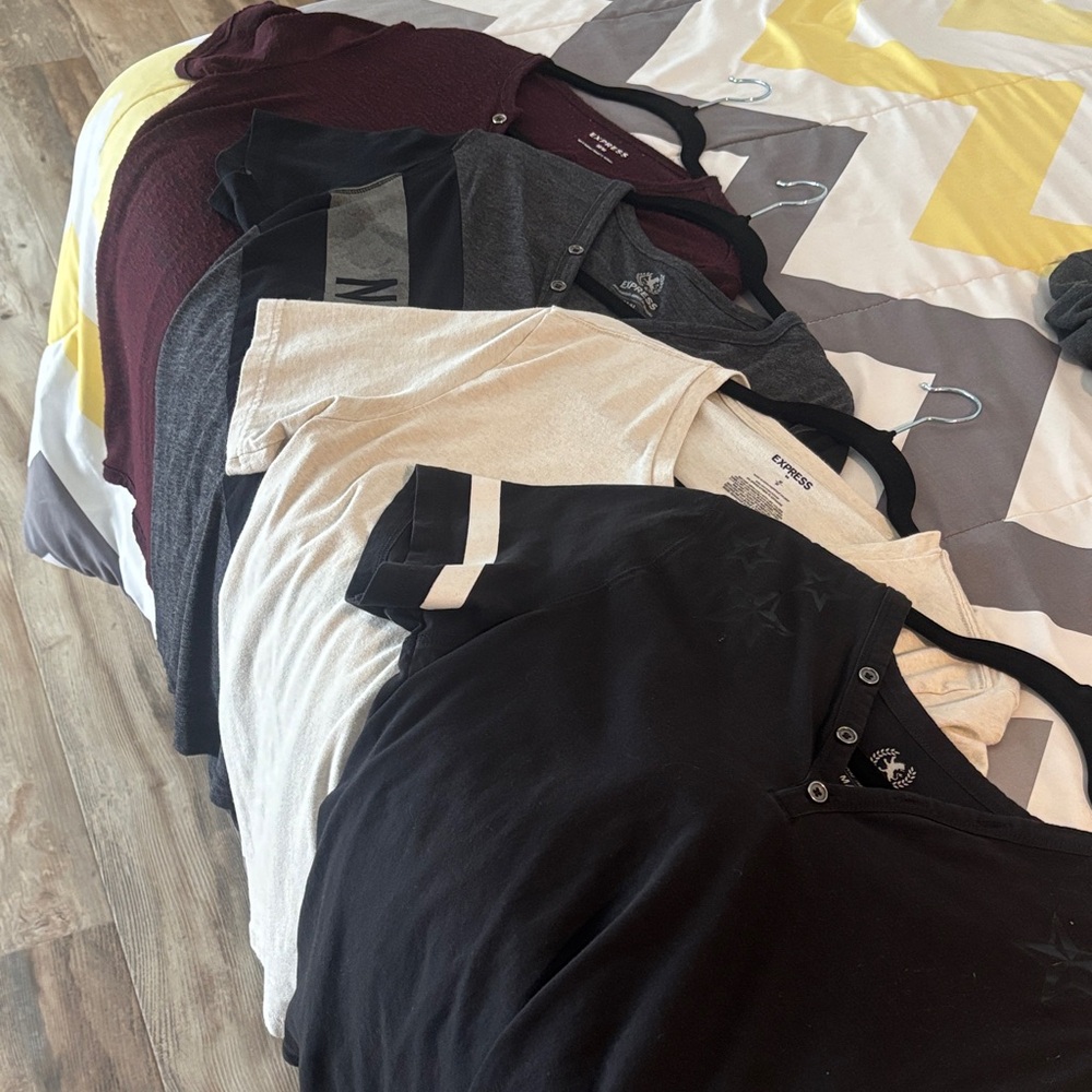 Express Short Sleeve Tees - Black, Cream, Gray, 3 for $18